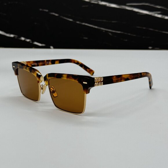 NEW MIU MIU MU10ZS 19P2Z1 WOMEN MIU MIU HAVANA GOLD SUNGLASSES MU 10ZS 19P2Z1 - Picture 7 of 15